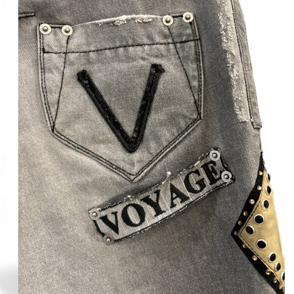 Vintage Voyage Jeans Women’s 28 Embellished Leather Suit Symbols Rare Find - Picture 7 of 16